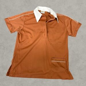 Vintage King Louie Bowling Shirt Mens 36 Brown Chain Stitch 70s Video City Polo